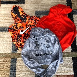 Bundle of 3 Youth Large Hoodies Nike Adidas and UA